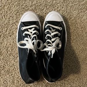 black leather lugged converse